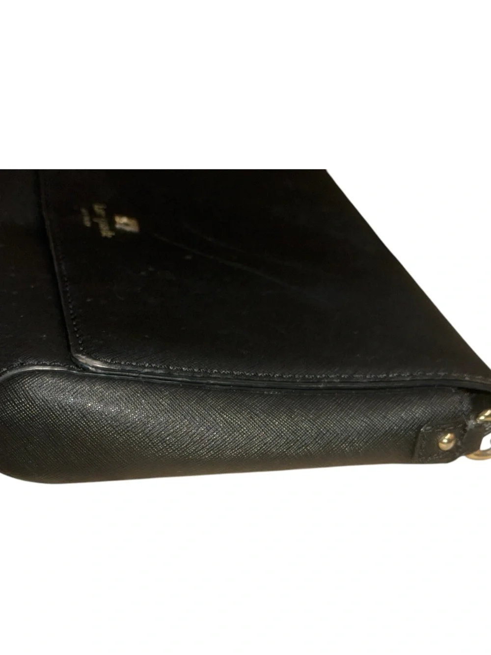 kate spade Black Leather Crossbody with Gold Chain Accents